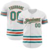 Custom White Teal-Orange Line Authentic Baseball Jersey