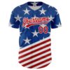 Custom Royal Red-White 3D American Flag Patriotic Authentic Baseball Jersey