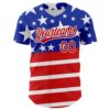 Custom Royal Red-White 3D American Flag Patriotic Authentic Baseball Jersey