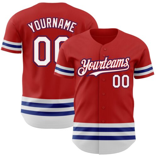 3DPattern3215 Custom Red White-Royal Line Authentic Baseball Jersey
