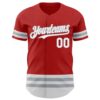 Custom Red White-Gray Line Authentic Baseball Jersey
