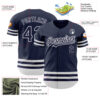 Custom Navy White Line Authentic Baseball Jersey