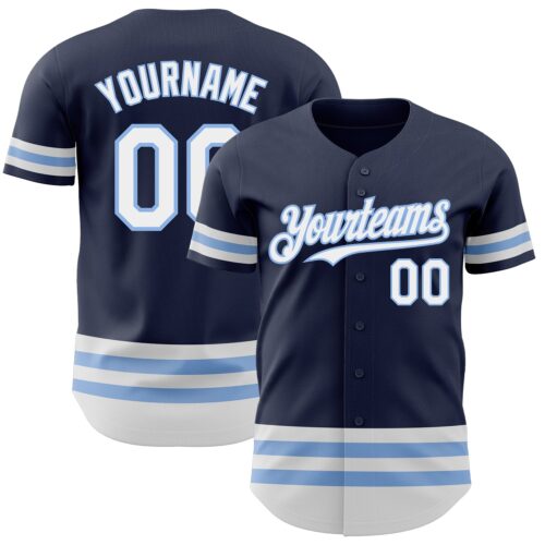 3DPattern3227 Custom Navy White-Light Blue Line Authentic Baseball Jersey