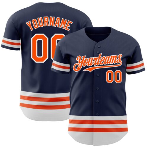 3DPattern3228 Custom Navy Orange-White Line Authentic Baseball Jersey
