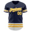 Custom Navy Gold-White Line Authentic Baseball Jersey