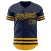 Custom Navy Gold Line Authentic Baseball Jersey