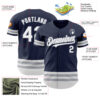 Custom Navy White-Gray Line Authentic Baseball Jersey