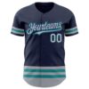 Custom Navy Gray-Teal Line Authentic Baseball Jersey