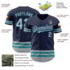 Custom Navy Gray-Teal Line Authentic Baseball Jersey