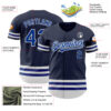 Custom Navy Royal-White Line Authentic Baseball Jersey