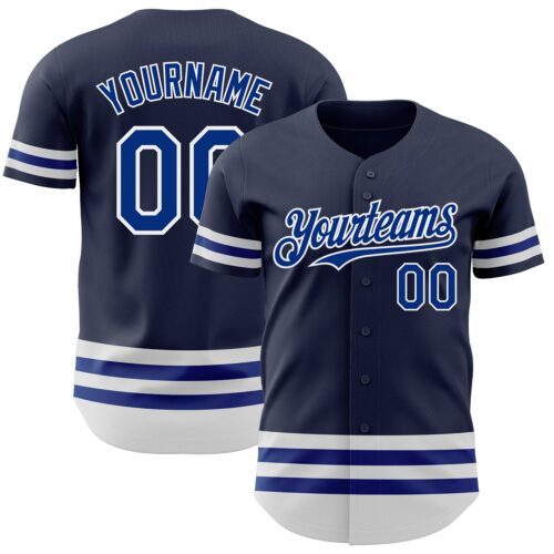3DPattern3240 Custom Navy Royal-White Line Authentic Baseball Jersey