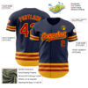Custom Navy Red-Gold Line Authentic Baseball Jersey