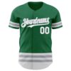 Custom Kelly Green White-Gray Line Authentic Baseball Jersey