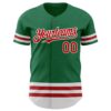 Custom Kelly Green Red-White Line Authentic Baseball Jersey