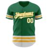 Custom Kelly Green White-Gold Line Authentic Baseball Jersey