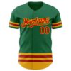 Custom Kelly Green Red-Gold Line Authentic Baseball Jersey