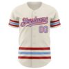 Custom Cream Light Blue-Red Line Authentic Baseball Jersey
