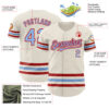 Custom Cream Light Blue-Red Line Authentic Baseball Jersey
