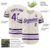 Custom Cream Purple-Gray Line Authentic Baseball Jersey
