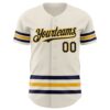 Custom Cream Navy-Gold Line Authentic Baseball Jersey