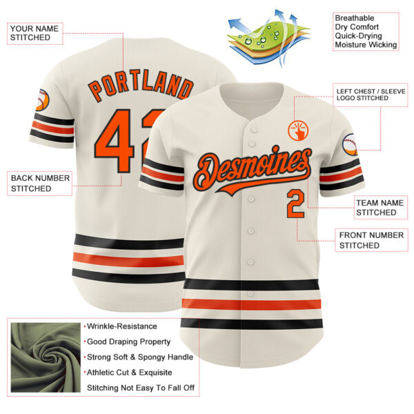Custom Cream Orange-Black Line Authentic Baseball Jersey