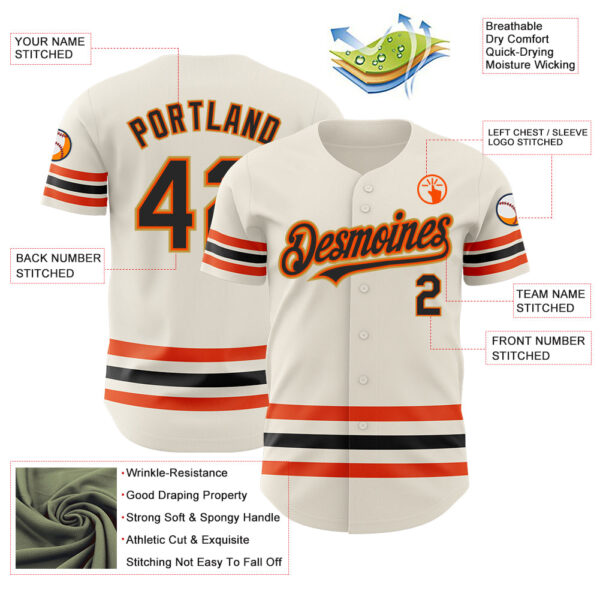 Custom Cream Black Orange-Old Gold Line Authentic Baseball Jersey