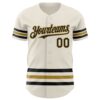 Custom Cream Black-Old Gold Line Authentic Baseball Jersey