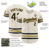 Custom Cream Black-Old Gold Line Authentic Baseball Jersey