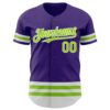 Custom Purple Neon Green-White Line Authentic Baseball Jersey