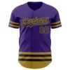 Custom Purple Black-Old Gold Line Authentic Baseball Jersey