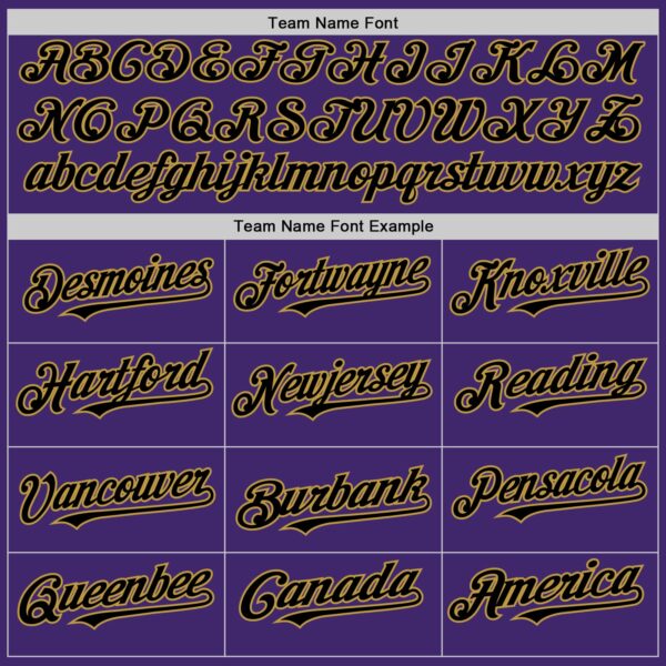Custom Purple Black-Old Gold Line Authentic Baseball Jersey