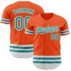 Custom Orange Teal-White Line Authentic Baseball Jersey
