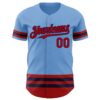 Custom Light Blue Red-Navy Line Authentic Baseball Jersey