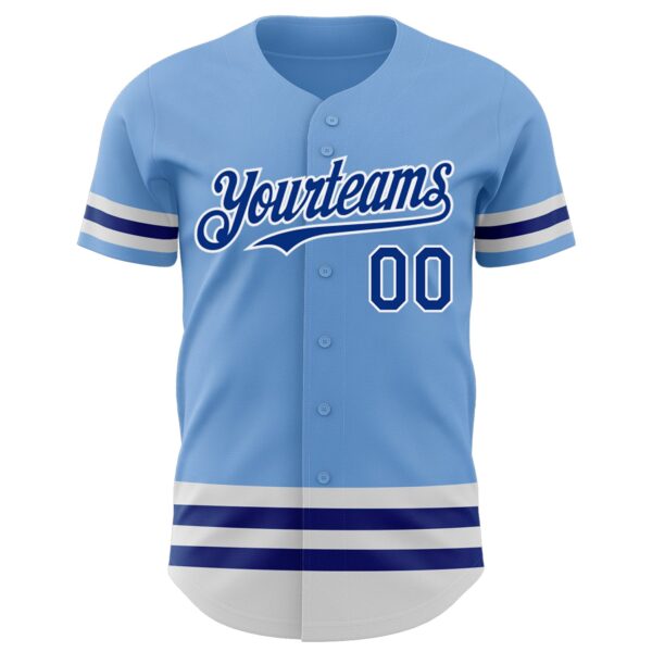 Custom Light Blue Royal-White Line Authentic Baseball Jersey