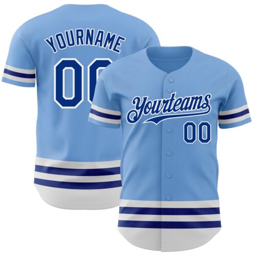 3DPattern3322 Custom Light Blue Royal-White Line Authentic Baseball Jersey