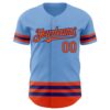 Custom Light Blue Orange-Royal Line Authentic Baseball Jersey