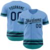 Custom Light Blue Navy Gray-Teal Line Authentic Baseball Jersey