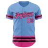Custom Light Blue Pink-Black Line Authentic Baseball Jersey