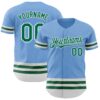 Custom Light Blue Kelly Green-White Line Authentic Baseball Jersey