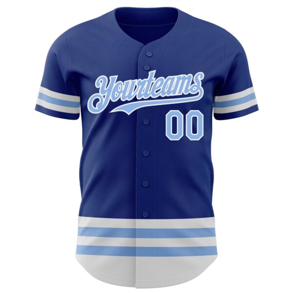 Custom Royal Light Blue-White Line Authentic Baseball Jersey