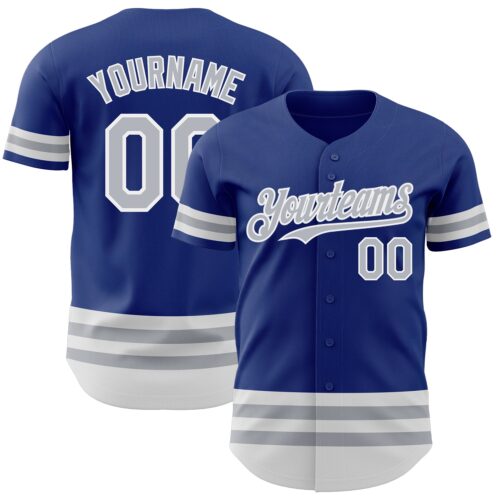 3DPattern3349 Custom Royal Gray-White Line Authentic Baseball Jersey
