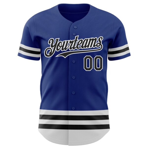 Custom Royal Black-White Line Authentic Baseball Jersey