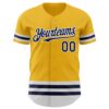 Custom Gold Navy-White Line Authentic Baseball Jersey