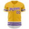 Custom Gold Purple-White Line Authentic Baseball Jersey