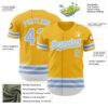 Custom Gold Light Blue-White Line Authentic Baseball Jersey