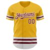 Custom Gold Burgundy-White Line Authentic Baseball Jersey