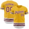 Custom Gold Burgundy-White Line Authentic Baseball Jersey