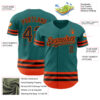 Custom Teal Black-Orange Line Authentic Baseball Jersey