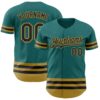 Custom Teal Black-Old Gold Line Authentic Baseball Jersey
