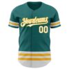Custom Teal White-Gold Line Authentic Baseball Jersey